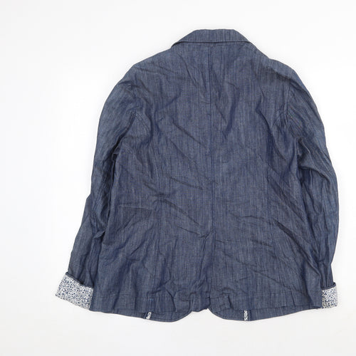 Cotton Traders Womens Blue Jacket Blazer Size 12 Button