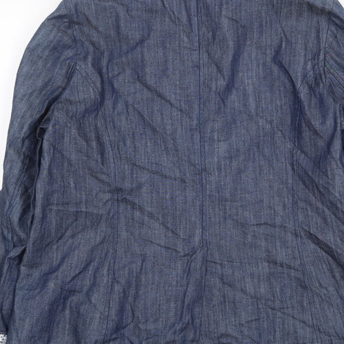 Cotton Traders Womens Blue Jacket Blazer Size 12 Button