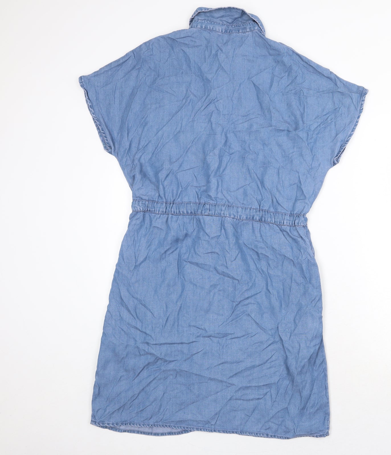NEXT Womens Blue Lyocell Shirt Dress Size 10 Collared Button