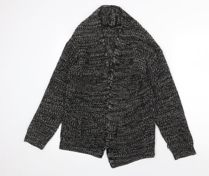Atmosphere Womens Black V-Neck Geometric Acrylic Cardigan Jumper Size 8