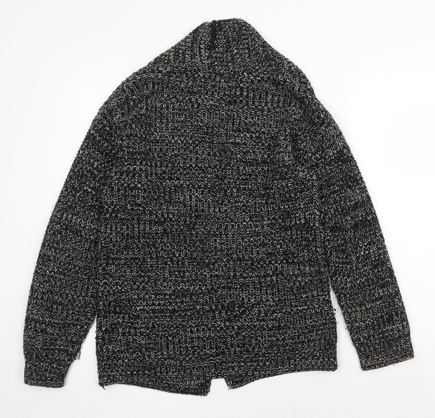 Atmosphere Womens Black V-Neck Geometric Acrylic Cardigan Jumper Size 8