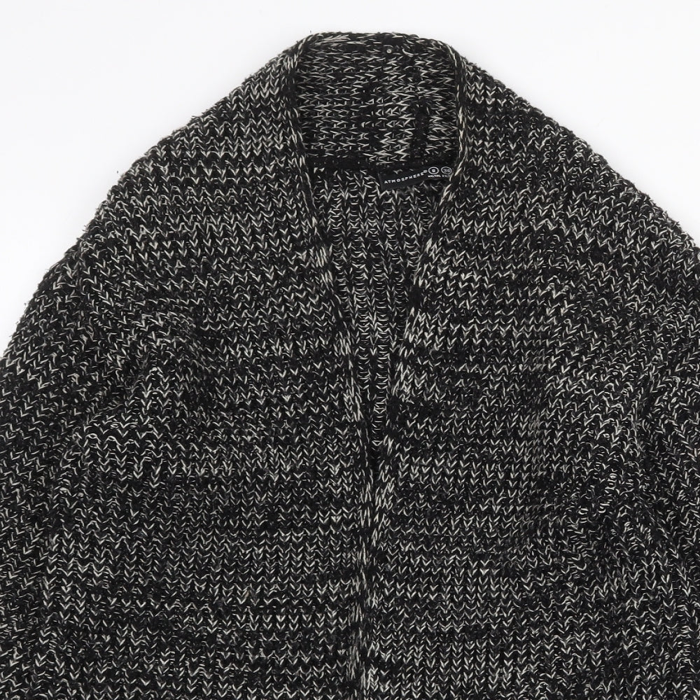 Atmosphere Womens Black V-Neck Geometric Acrylic Cardigan Jumper Size 8