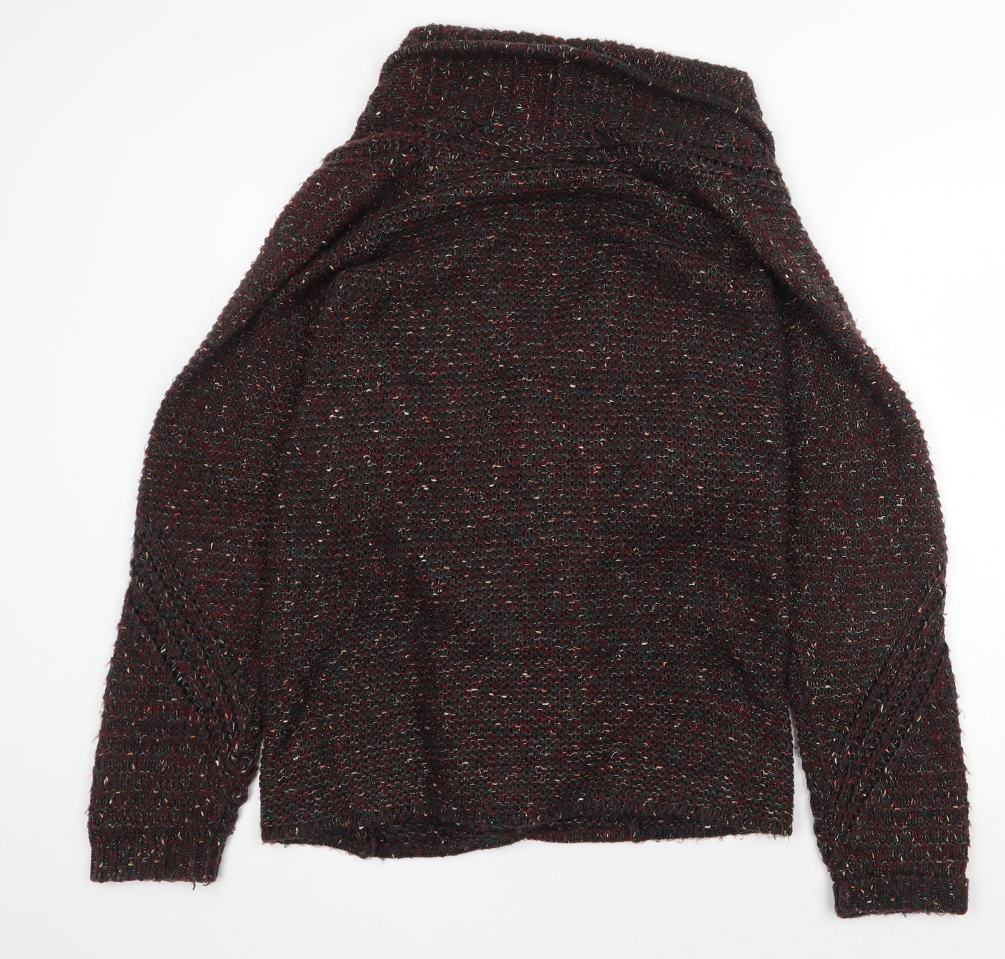 Marks and Spencer Womens Red V-Neck Geometric Acrylic Pullover Jumper Size 22