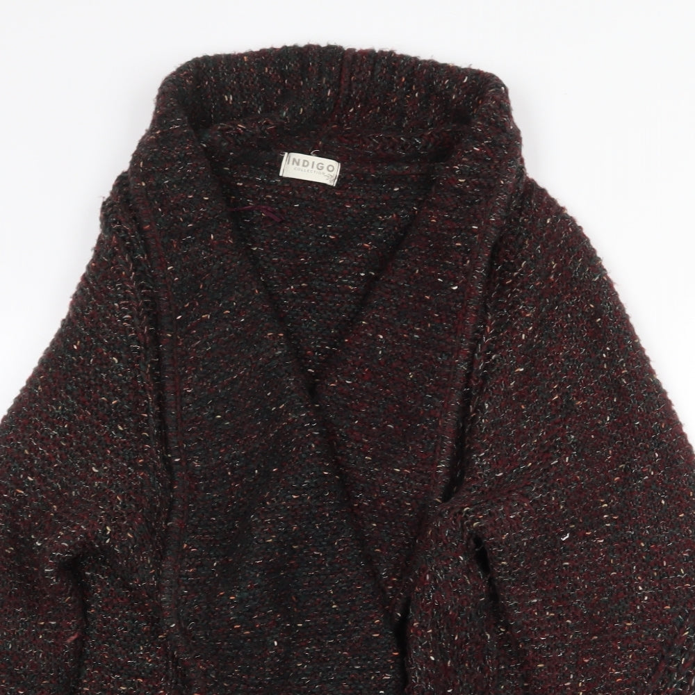 Marks and Spencer Womens Red V-Neck Geometric Acrylic Pullover Jumper Size 22