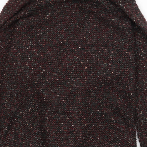 Marks and Spencer Womens Red V-Neck Geometric Acrylic Pullover Jumper Size 22