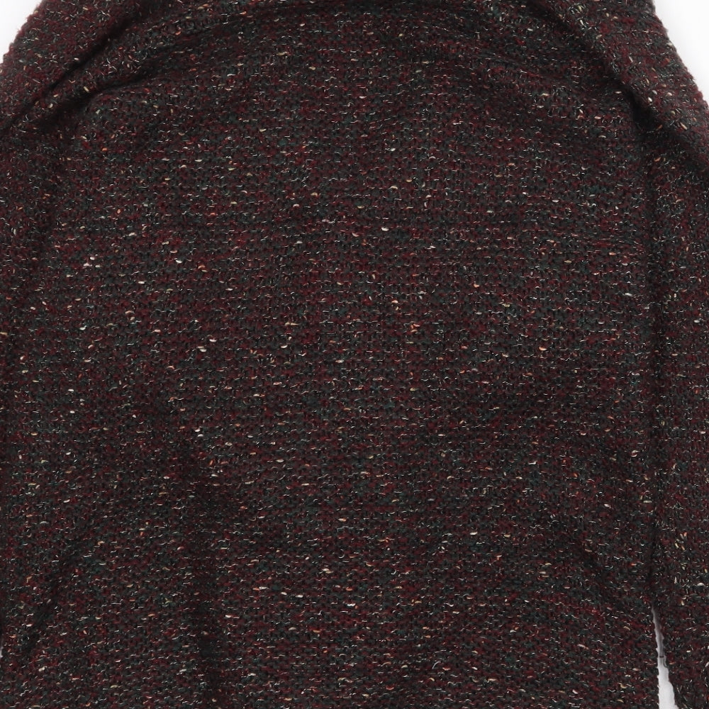Marks and Spencer Womens Red V-Neck Geometric Acrylic Pullover Jumper Size 22