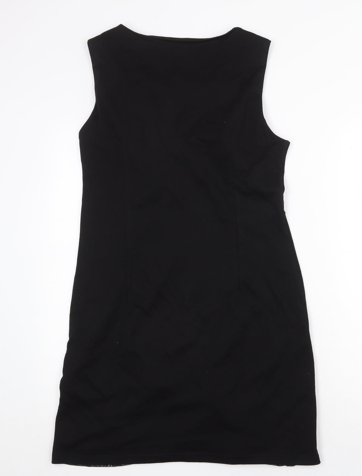 Sweet Miss Womens Black Cotton Shift Size M Scoop Neck Zip - Faux Leather
