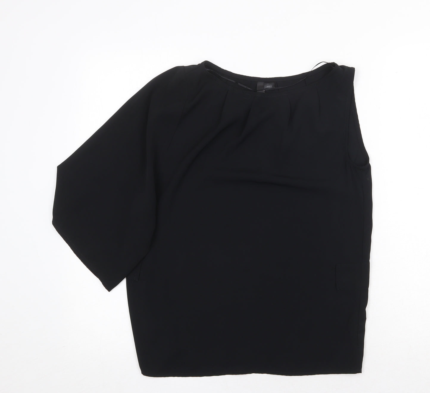 Preworn Womens Black Polyester Basic Blouse Size 4XL Round Neck - One Shoulder