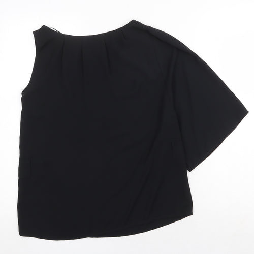 Preworn Womens Black Polyester Basic Blouse Size 4XL Round Neck - One Shoulder