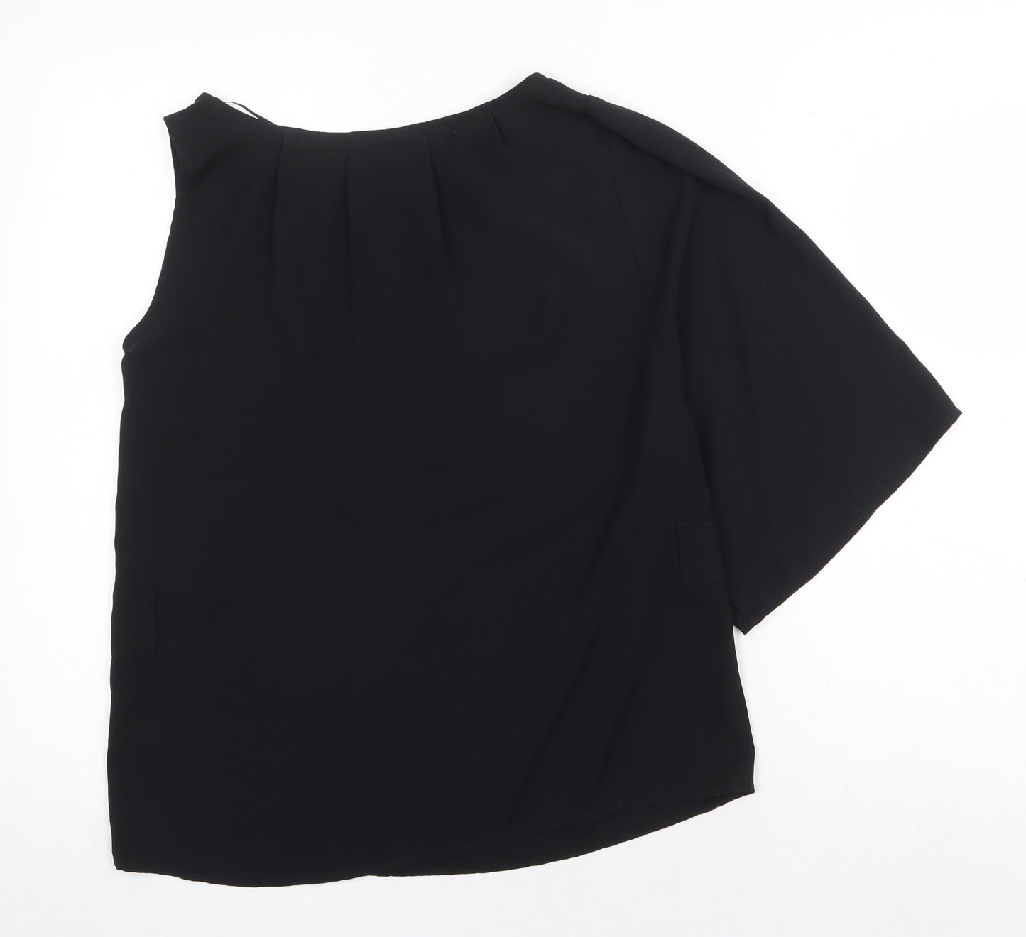 Preworn Womens Black Polyester Basic Blouse Size 4XL Round Neck - One Shoulder