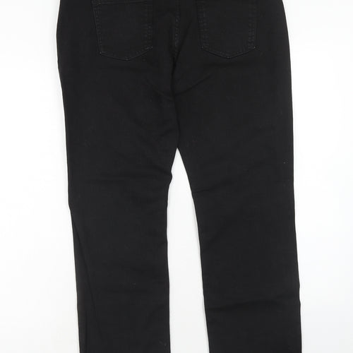 Marks and Spencer Womens Black Cotton Straight Jeans Size 16 Regular Zip