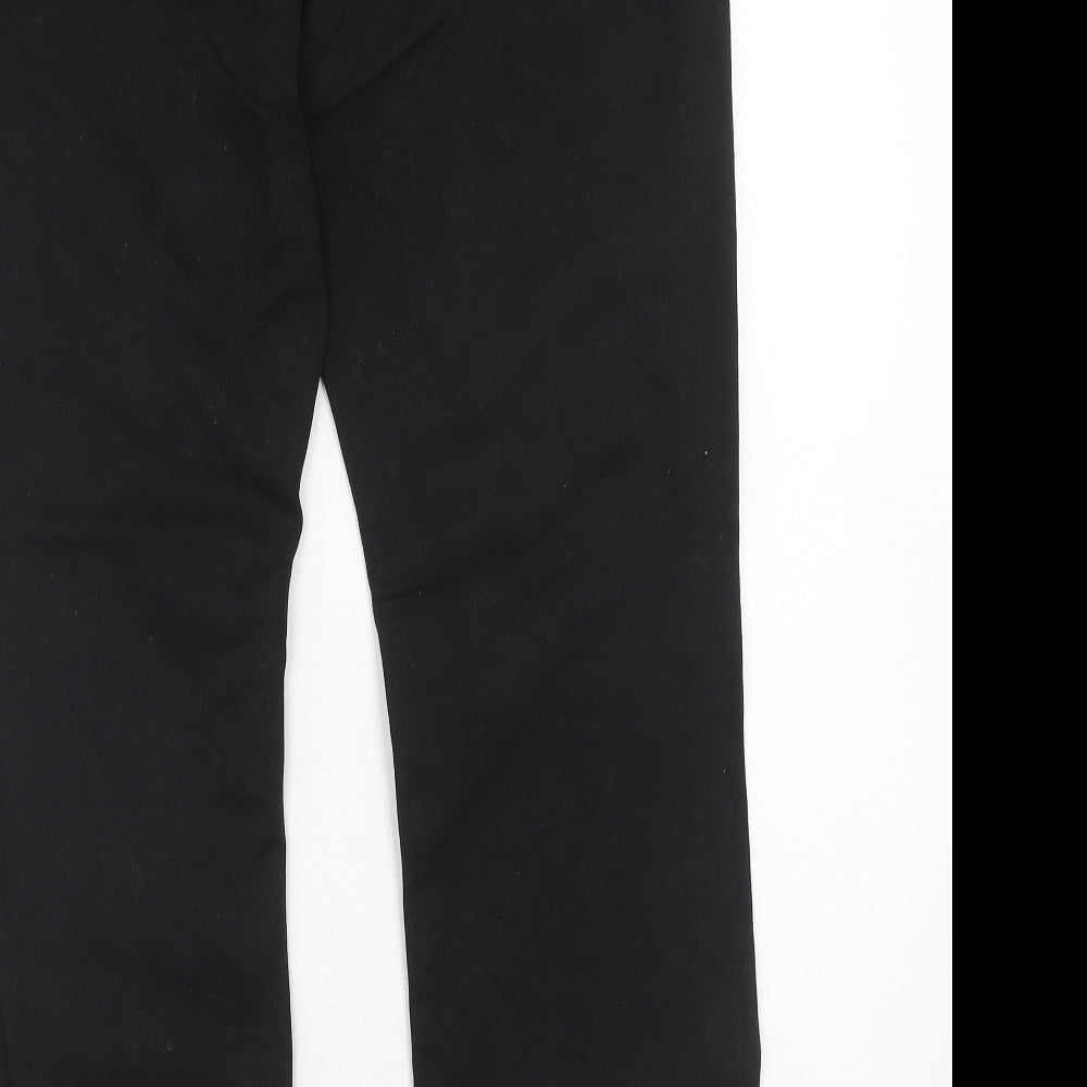 Marks and Spencer Womens Black Cotton Straight Jeans Size 16 Regular Zip
