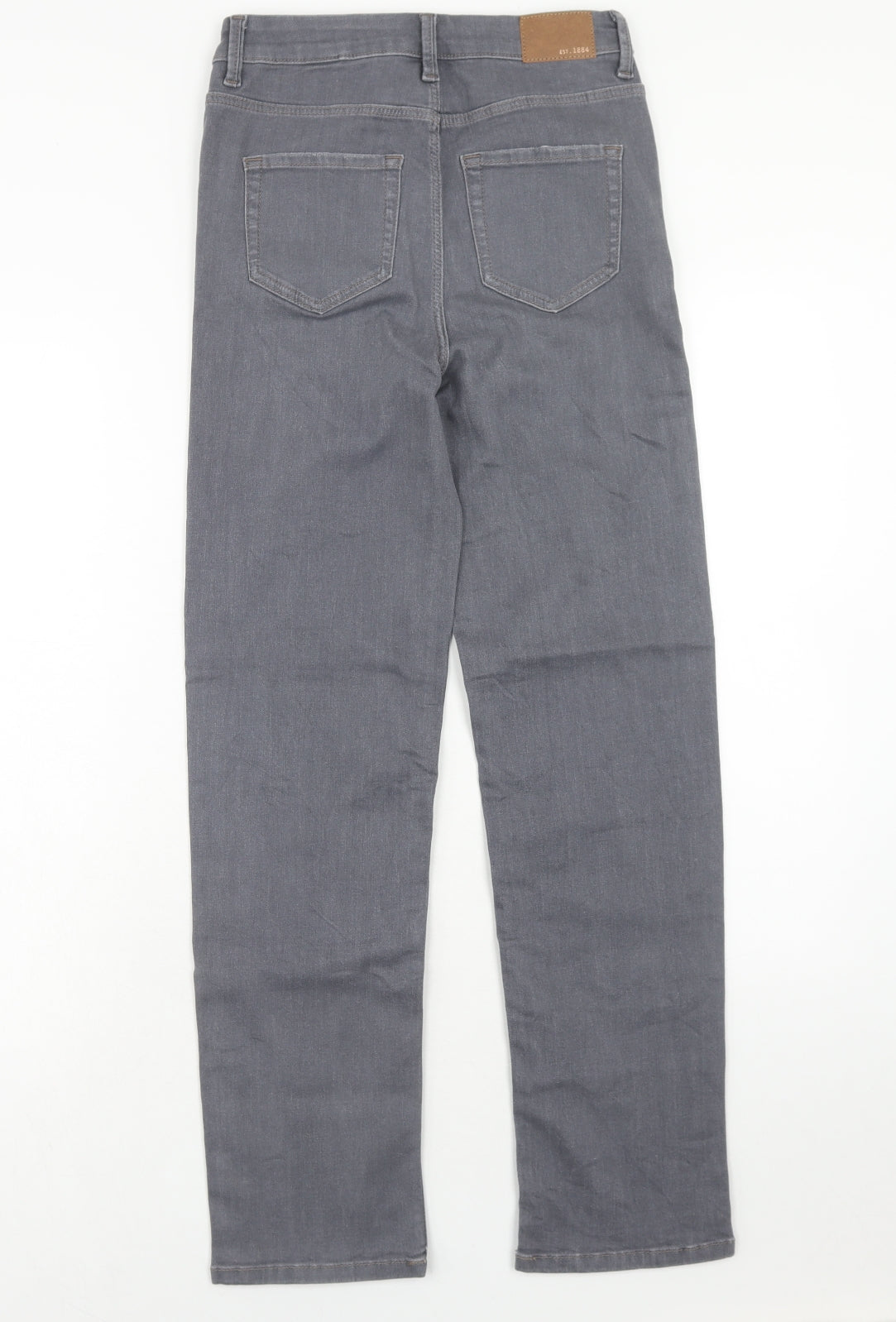 Marks and Spencer Womens Grey Cotton Straight Jeans Size 8 Regular Zip