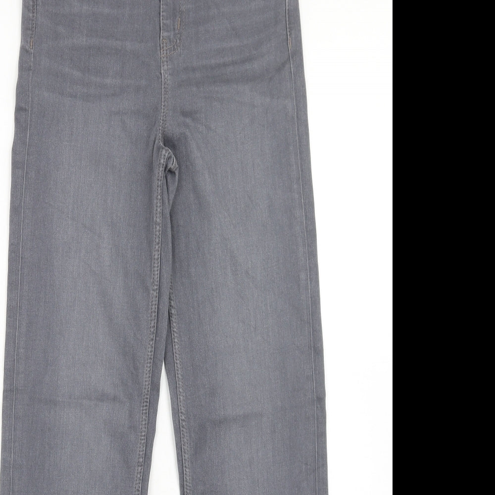 Marks and Spencer Womens Grey Cotton Straight Jeans Size 8 Regular Zip