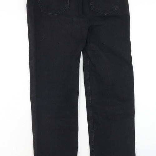 Marks and Spencer Womens Black Cotton Straight Jeans Size 12 Regular Zip