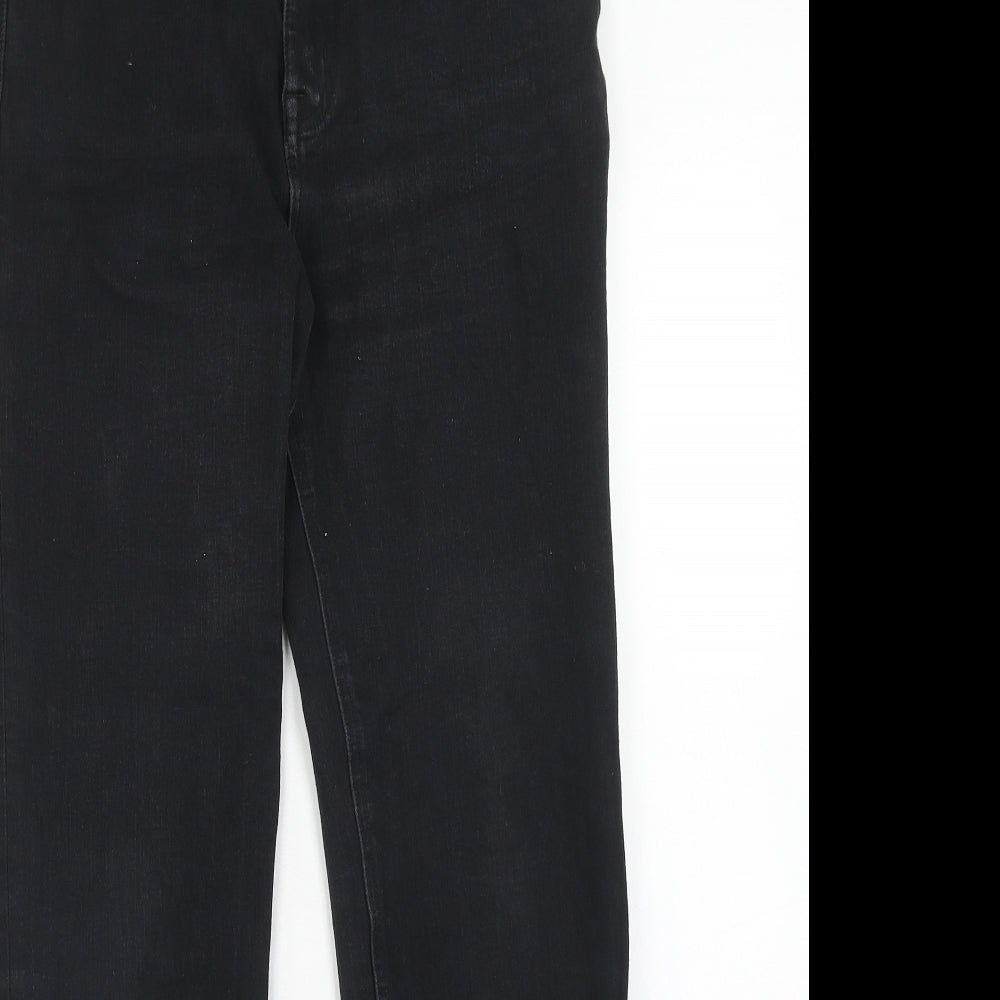 Marks and Spencer Womens Black Cotton Straight Jeans Size 12 Regular Zip