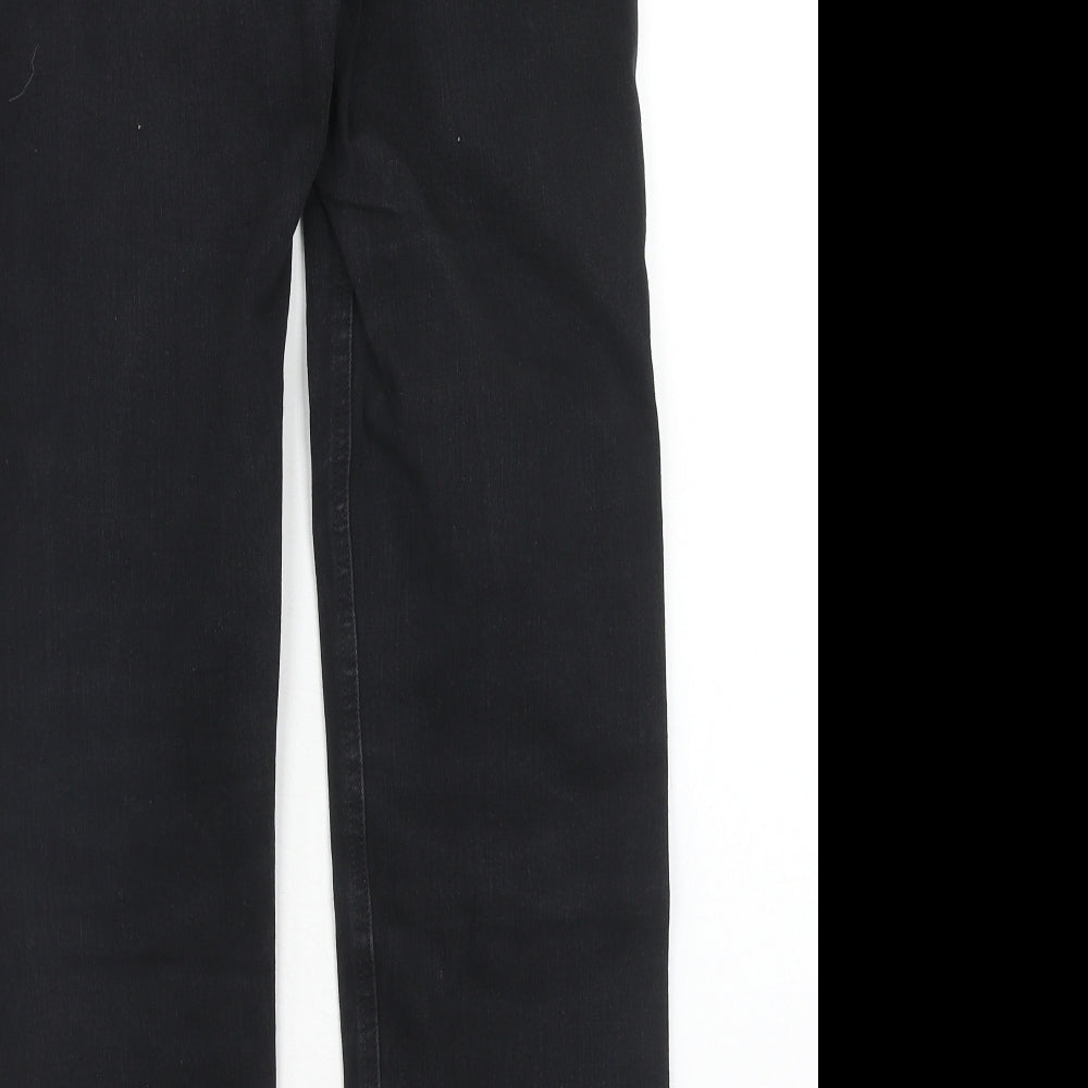 Marks and Spencer Womens Black Cotton Straight Jeans Size 12 Regular Zip