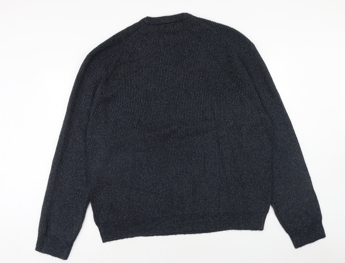 Marks and Spencer Mens Blue Round Neck Acrylic Pullover Jumper Size L Long Sleeve