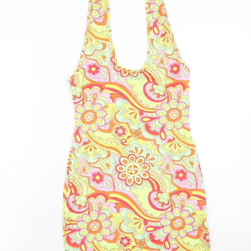 SheIn Womens Multicoloured Floral Polyester Bodycon Size S Halter Pullover