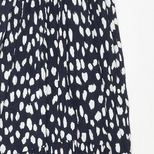 FS Collection Womens Blue Geometric Viscose Fit & Flare Size L Round Neck Button