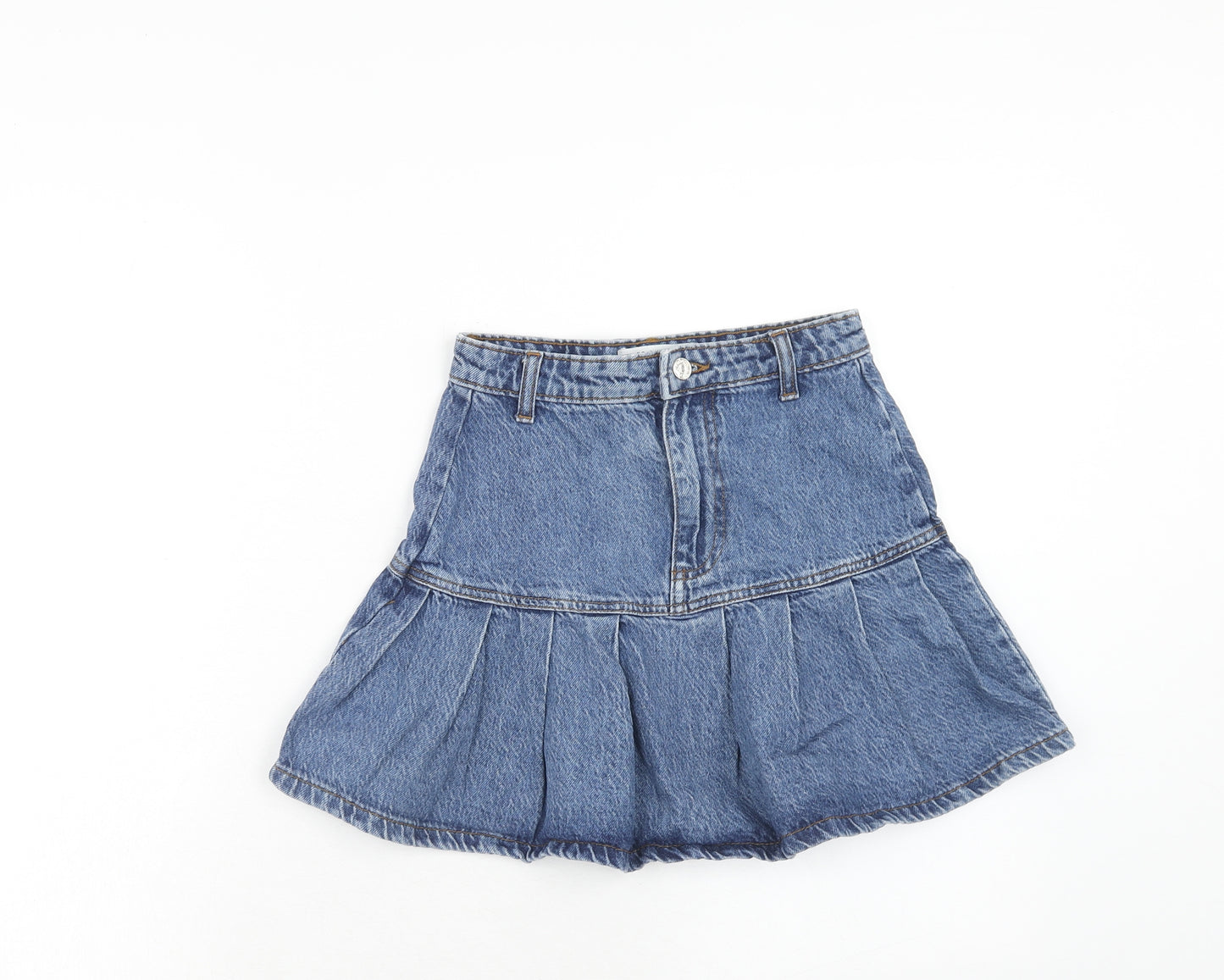 Denim & Co. Womens Blue Cotton Mini Skirt Size 4 Zip