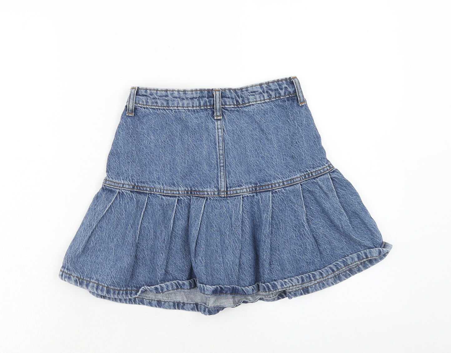 Denim & Co. Womens Blue Cotton Mini Skirt Size 4 Zip