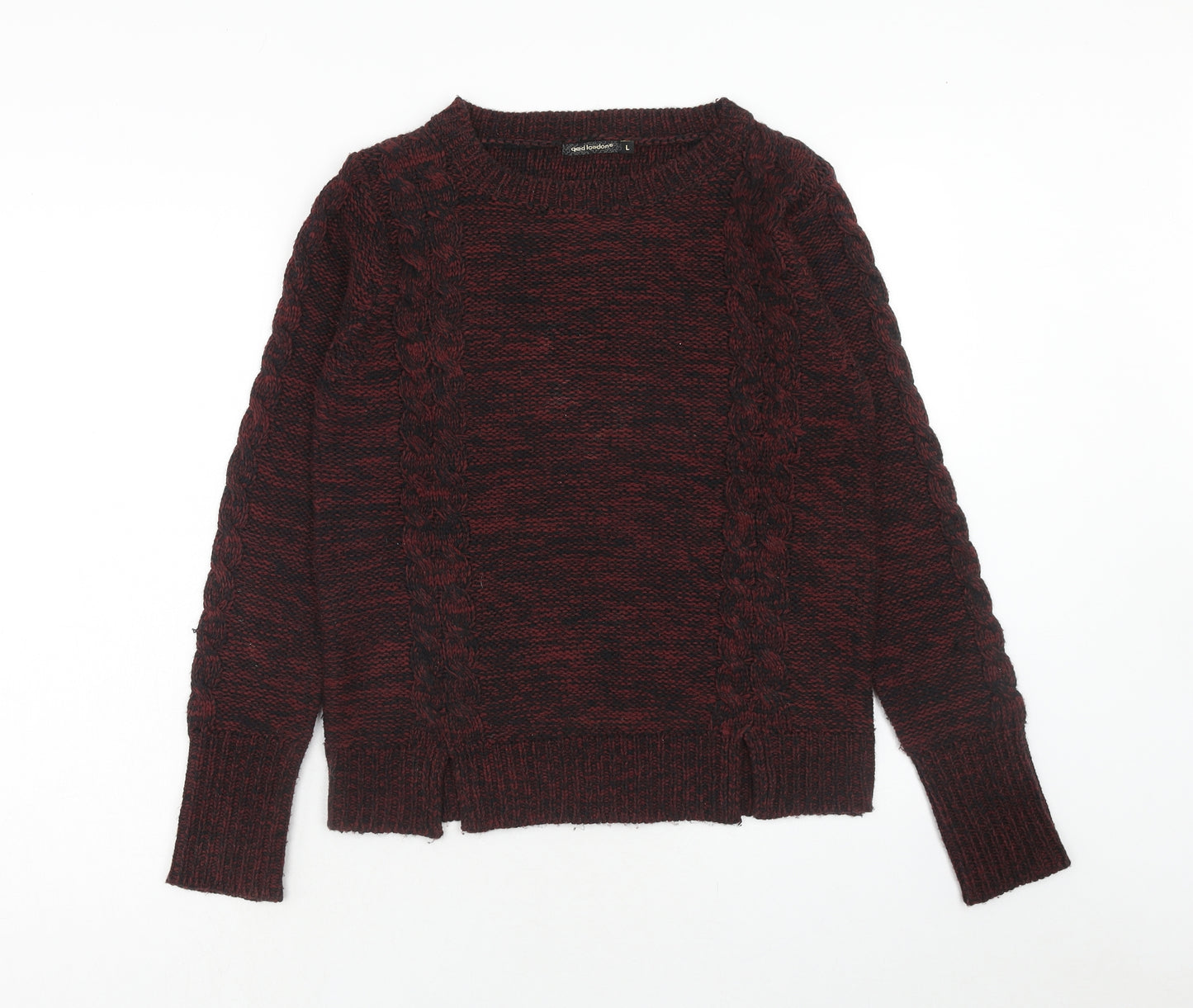 QED London Womens Red Round Neck Acrylic Pullover Jumper Size L
