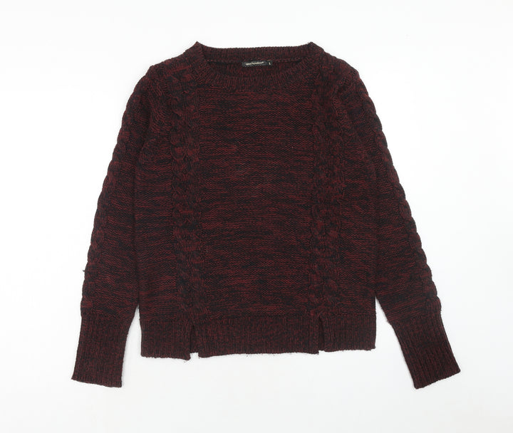 QED London Womens Red Round Neck Acrylic Pullover Jumper Size L