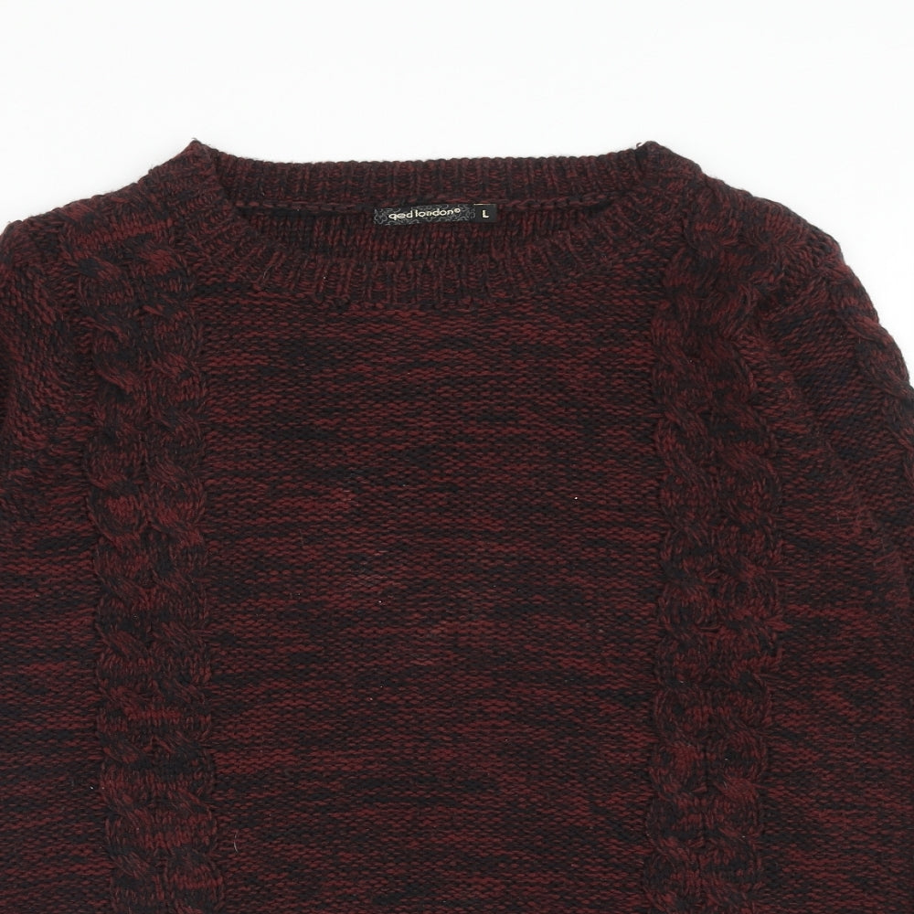 QED London Womens Red Round Neck Acrylic Pullover Jumper Size L