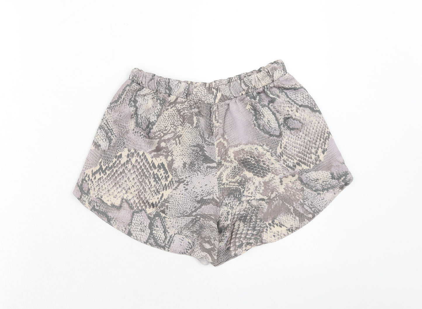 New Look Womens Grey Animal Print Polyester Hot Pants Shorts Size 8 Regular Pull On - Snakeskin Pattern