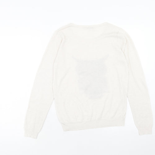 George Womens Beige Round Neck Polyester Pullover Jumper Size 10 - Owl Detail