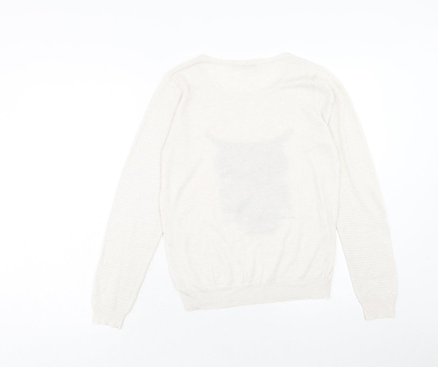 George Womens Beige Round Neck Polyester Pullover Jumper Size 10 - Owl Detail
