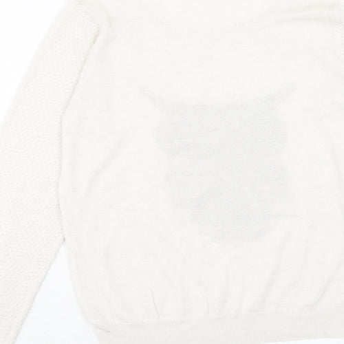 George Womens Beige Round Neck Polyester Pullover Jumper Size 10 - Owl Detail