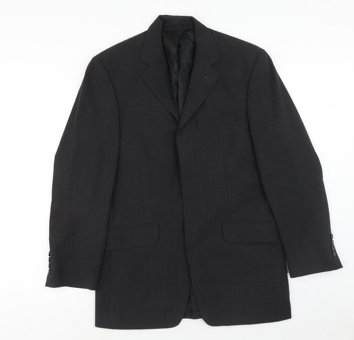 Contempo Mens Grey Wool Jacket Suit Jacket Size 36 Regular