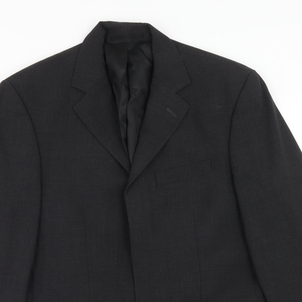 Contempo Mens Grey Wool Jacket Suit Jacket Size 36 Regular