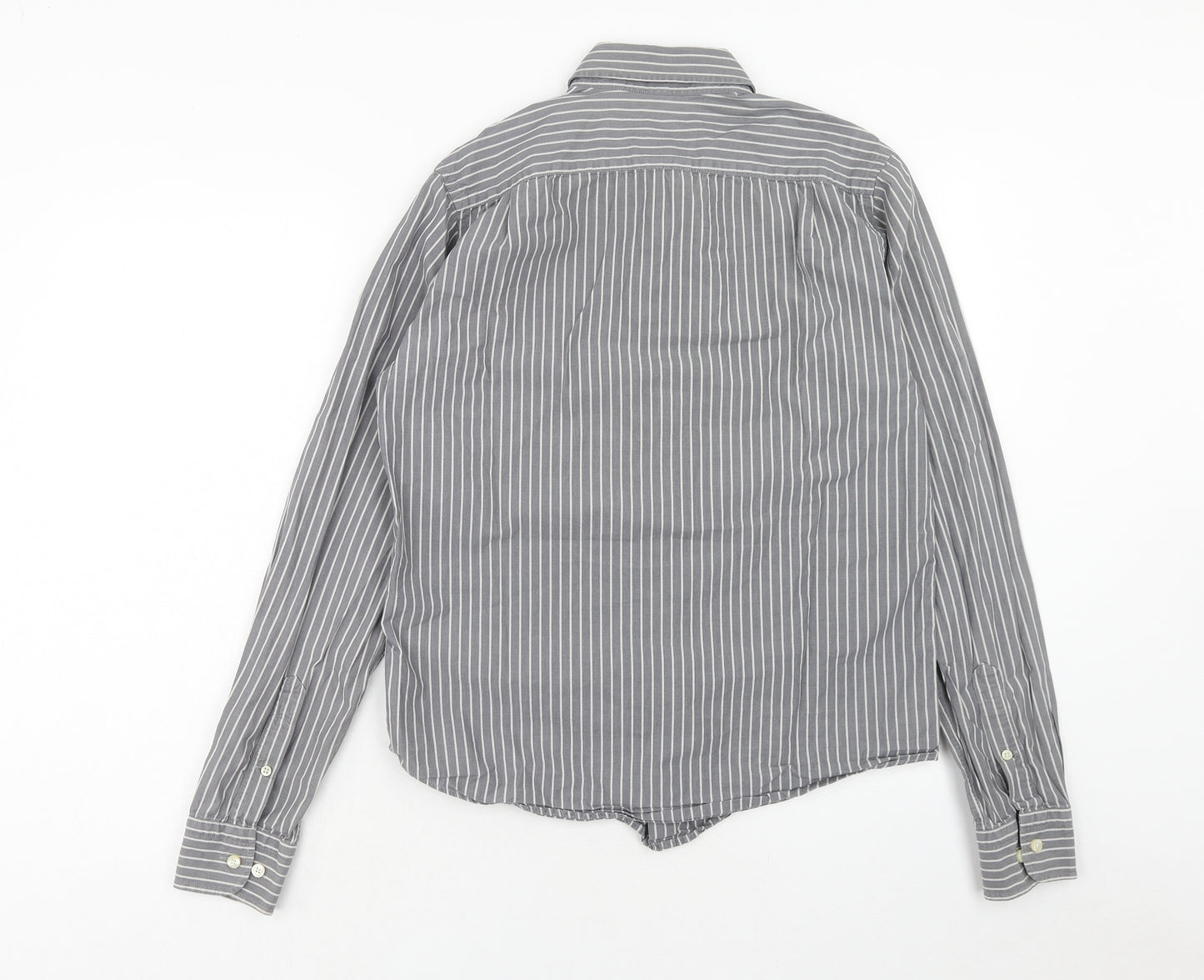 XDye Mens Grey Striped Cotton Button-Up Size M Collared Button