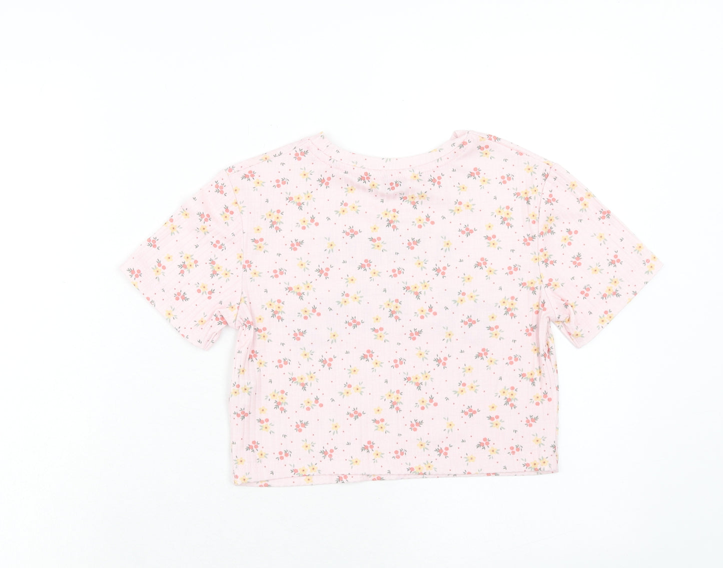 Primark Girls Pink Floral Polyester Basic T-Shirt Size 8-9 Years Scoop Neck Pullover - Always Be Kind