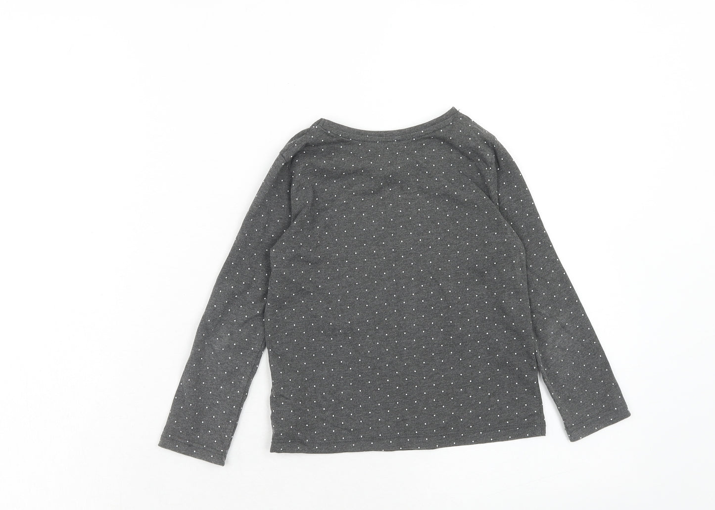 Primark Girls Grey Plaid Cotton Basic Blouse Size 4 Years Boat Neck Pullover - Bonjour, Heart