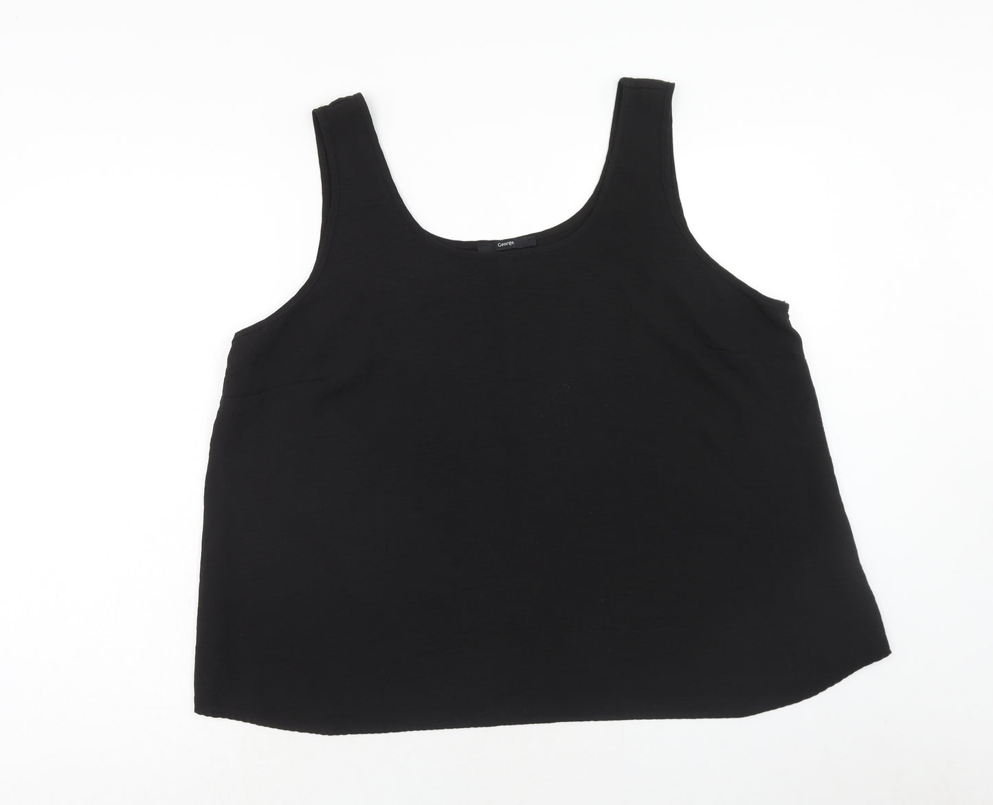 George Womens Black Polyester Basic Tank Size 22 Round Neck