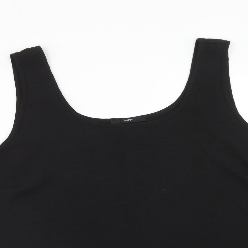 George Womens Black Polyester Basic Tank Size 22 Round Neck