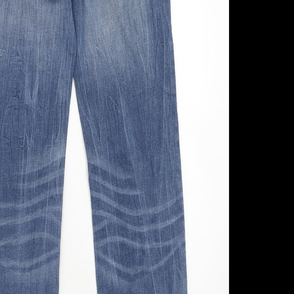 Marks and Spencer Womens Blue Cotton Straight Jeans Size 12 Regular Zip