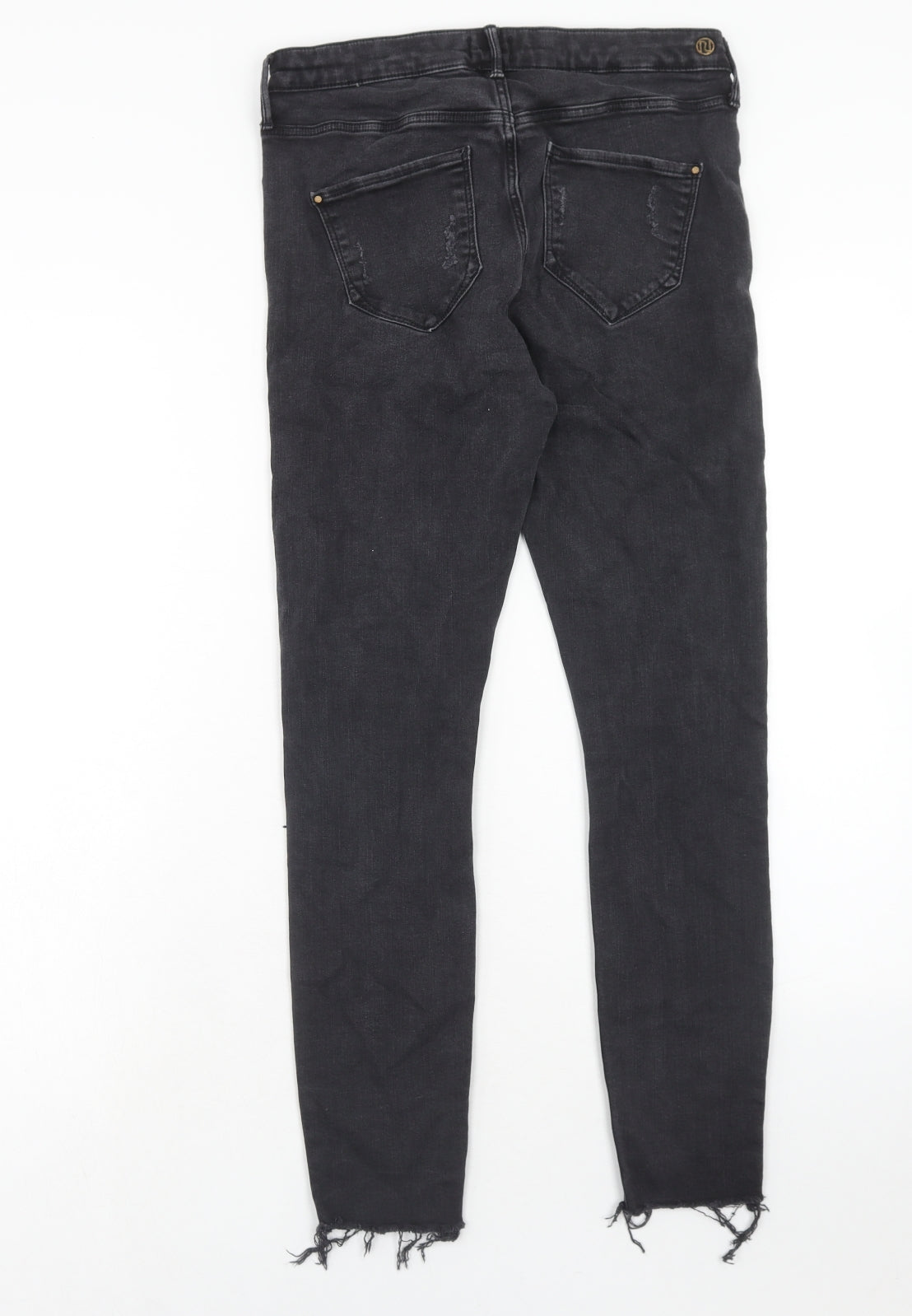 River Island Womens Black Cotton Skinny Jeans Size 12 Regular Zip