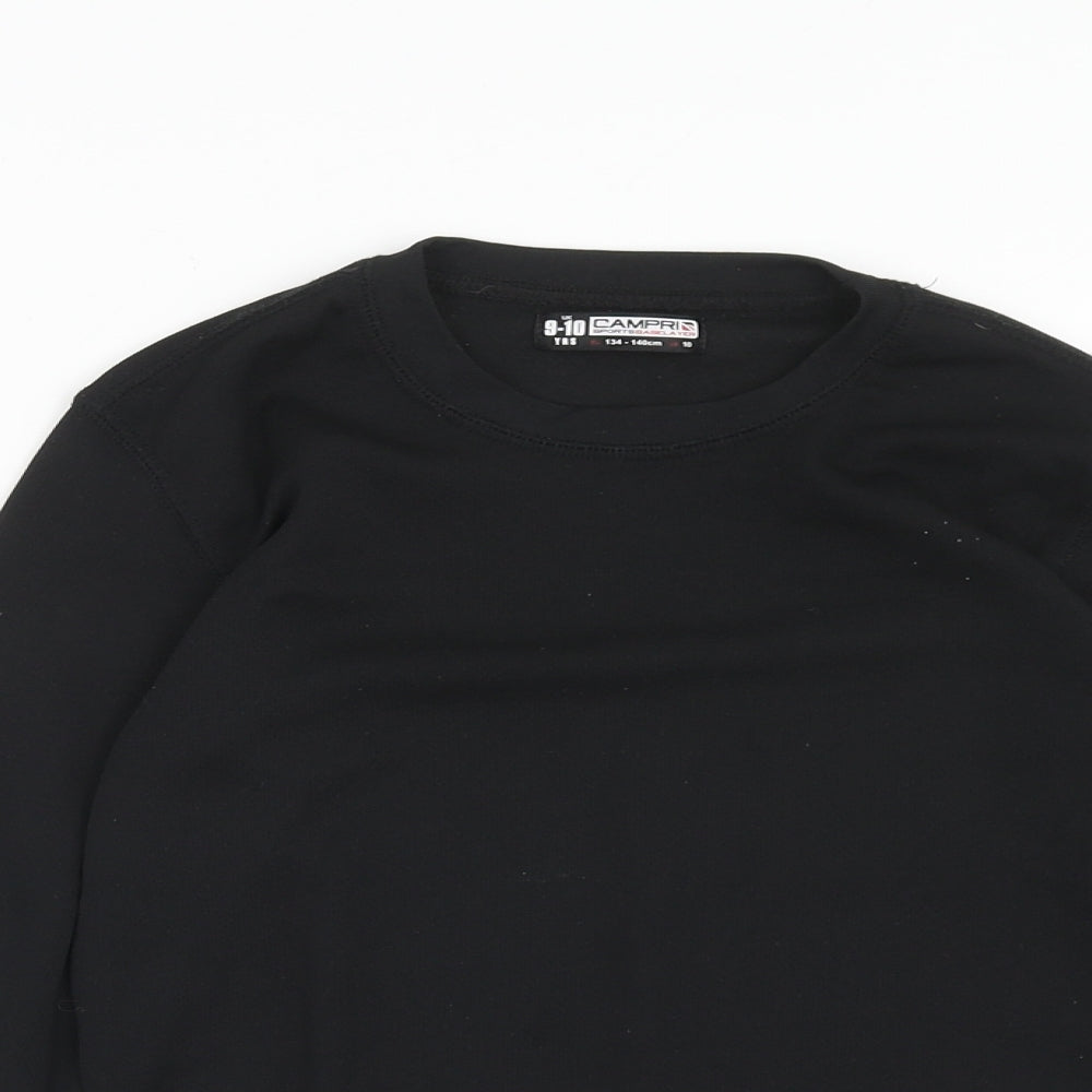 Campri Boys Black Polyester Basic T-Shirt Size 9-10 Years Round Neck Pullover