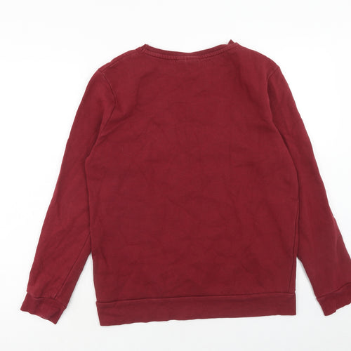 Primark Womens Red Cotton Pullover Sweatshirt Size M Pullover - Oh Bother!, Size 12-14