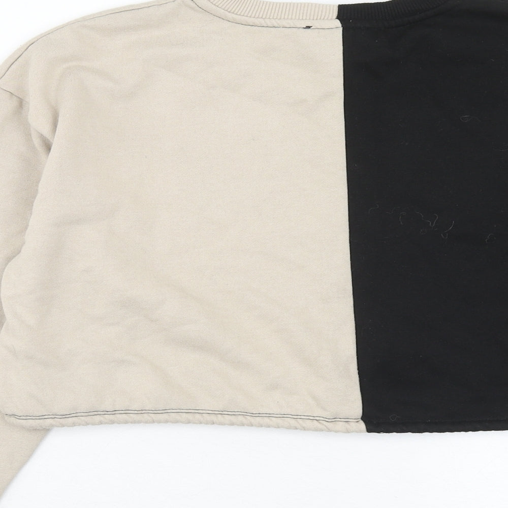 Topshop Womens Beige Cotton Pullover Sweatshirt Size 8 Pullover - Colourblock
