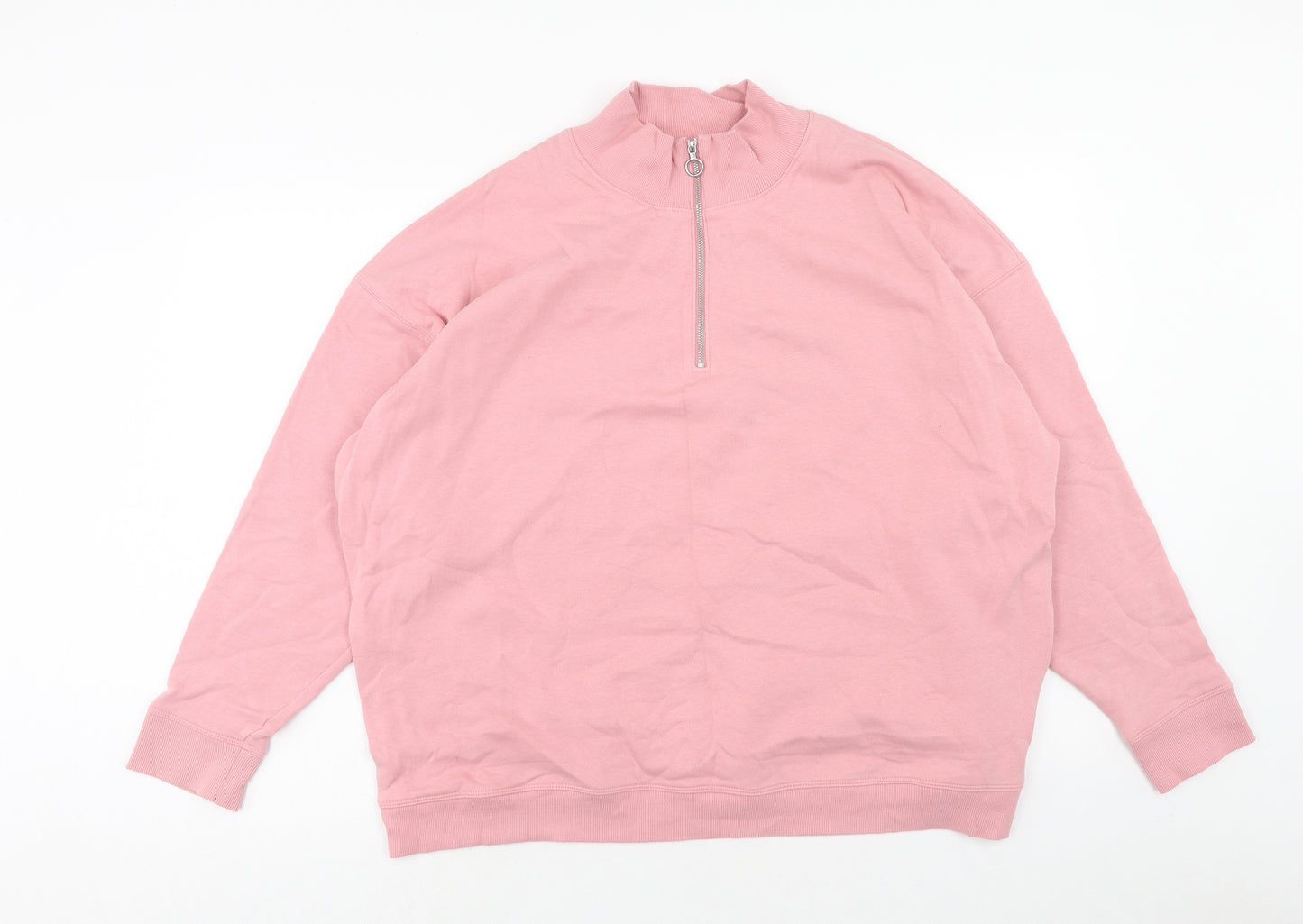 Marks and Spencer Womens Pink Cotton Pullover Sweatshirt Size 20 Zip