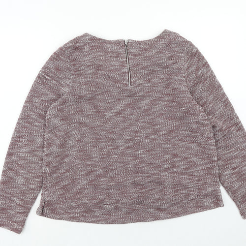 Alice Collins Womens Purple Round Neck Geometric Polyester Pullover Jumper Size 14