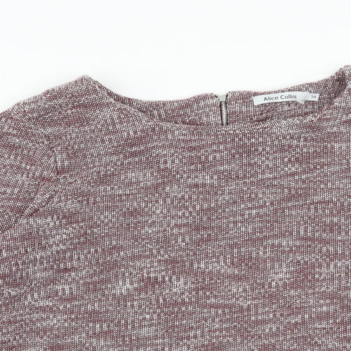 Alice Collins Womens Purple Round Neck Geometric Polyester Pullover Jumper Size 14