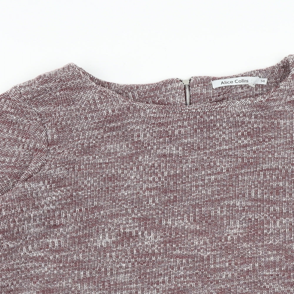 Alice Collins Womens Purple Round Neck Geometric Polyester Pullover Jumper Size 14
