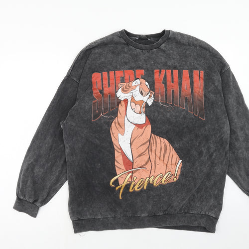 Bershka Womens Grey Cotton Pullover Sweatshirt Size S Pullover - Shere Khan, Fierce!